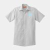 Short Sleeve Striped Industrial Work Shirt Thumbnail